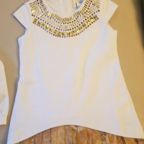 Alviero Martini Kids dress with jacket in gold.